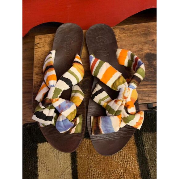 Blowfish Size 9.5 Sandals Guppy Love Striped Cloth Summer Shoes Worn Once EUC - Picture 5 of 7